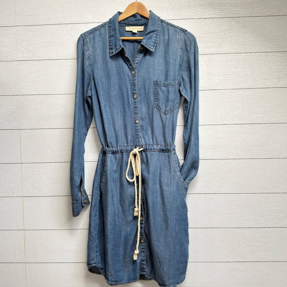 Lovestitch | Rayon Chambray Shirt Dress – Boho Casual | Size S